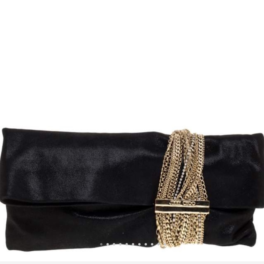 Jimmy Choo Black Shimmer Suede Chandra Clutch